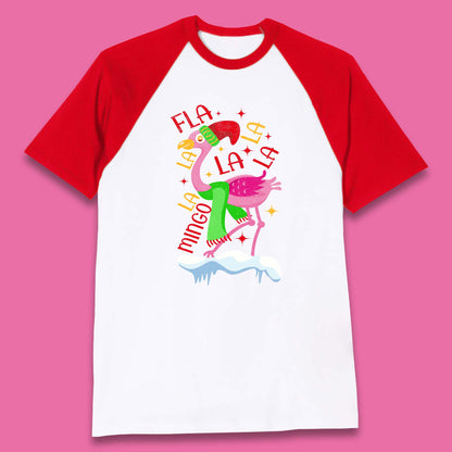 Fa La La La Mingo Pink Flamingo Christmas Baseball T Shirt