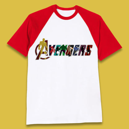 Marvel Avengers Super Heroes Movie Characters Spider Man, Hulk, Iron Man, Thor, Captain America Avengers Group Baseball T Shirt