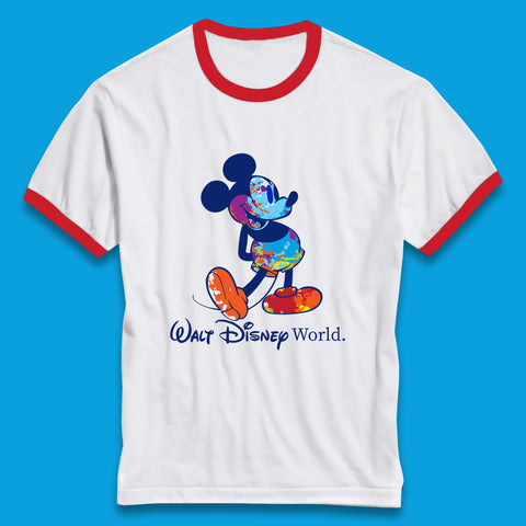 Walt Disnep World Mickey Mouse In Happy Mood Cartoon Character Disneyland Vacation Trip Disney World Ringer T Shirt