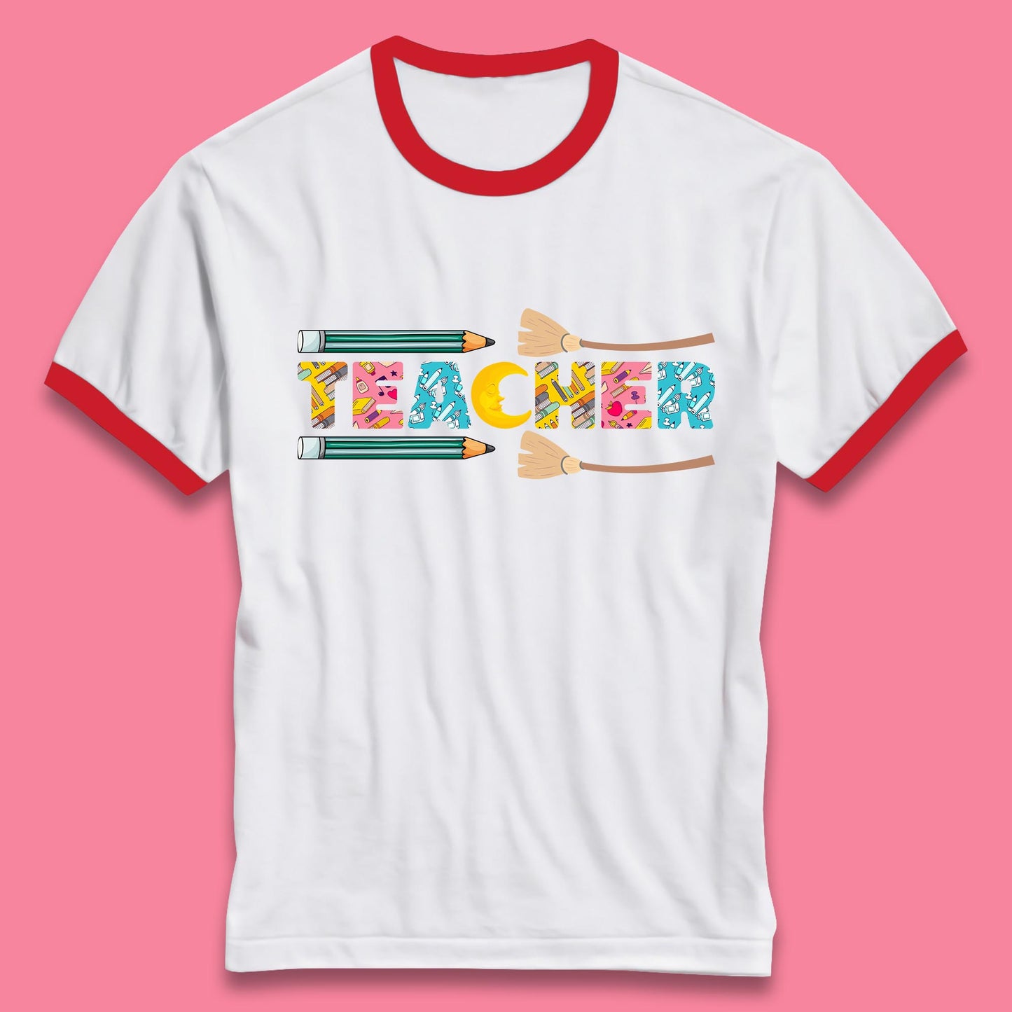 Halloween Teacher Spooky Teacher Ghost Halloween School Ringer T Shirt