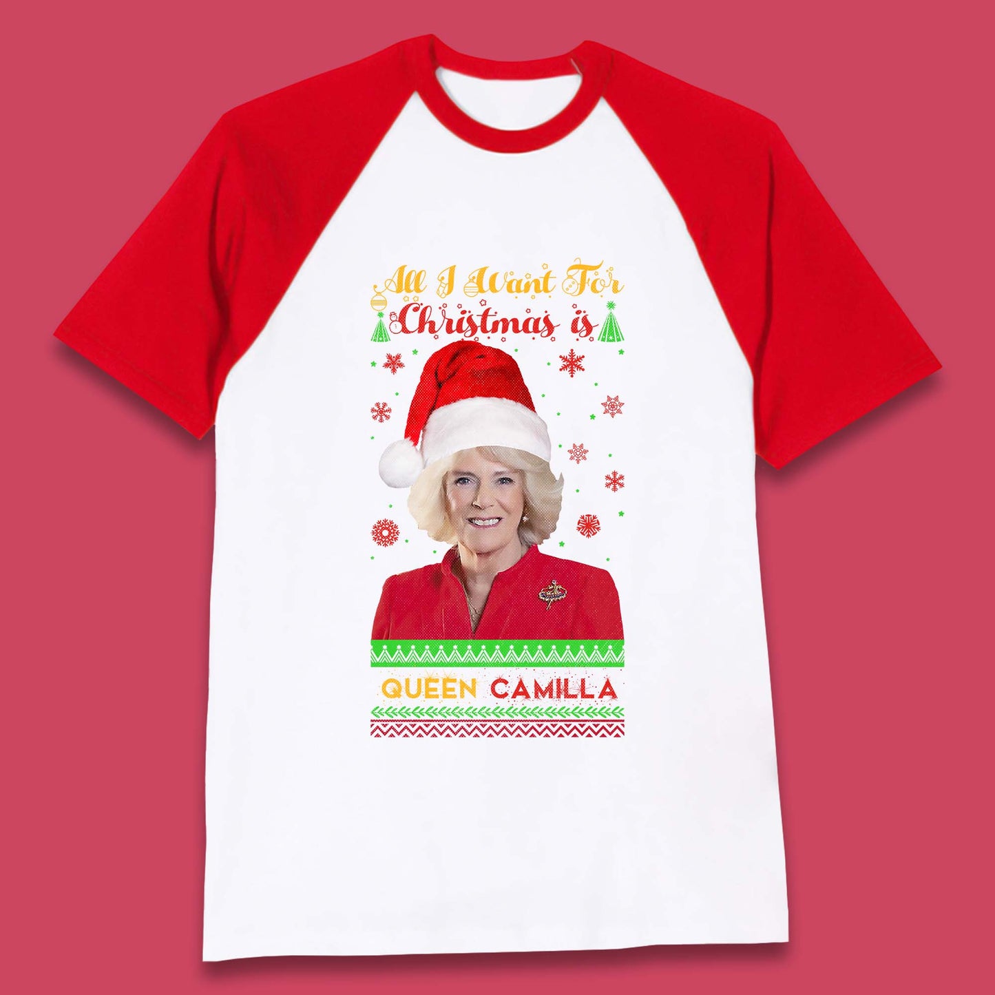 Queen Camilla Christmas Baseball T-Shirt