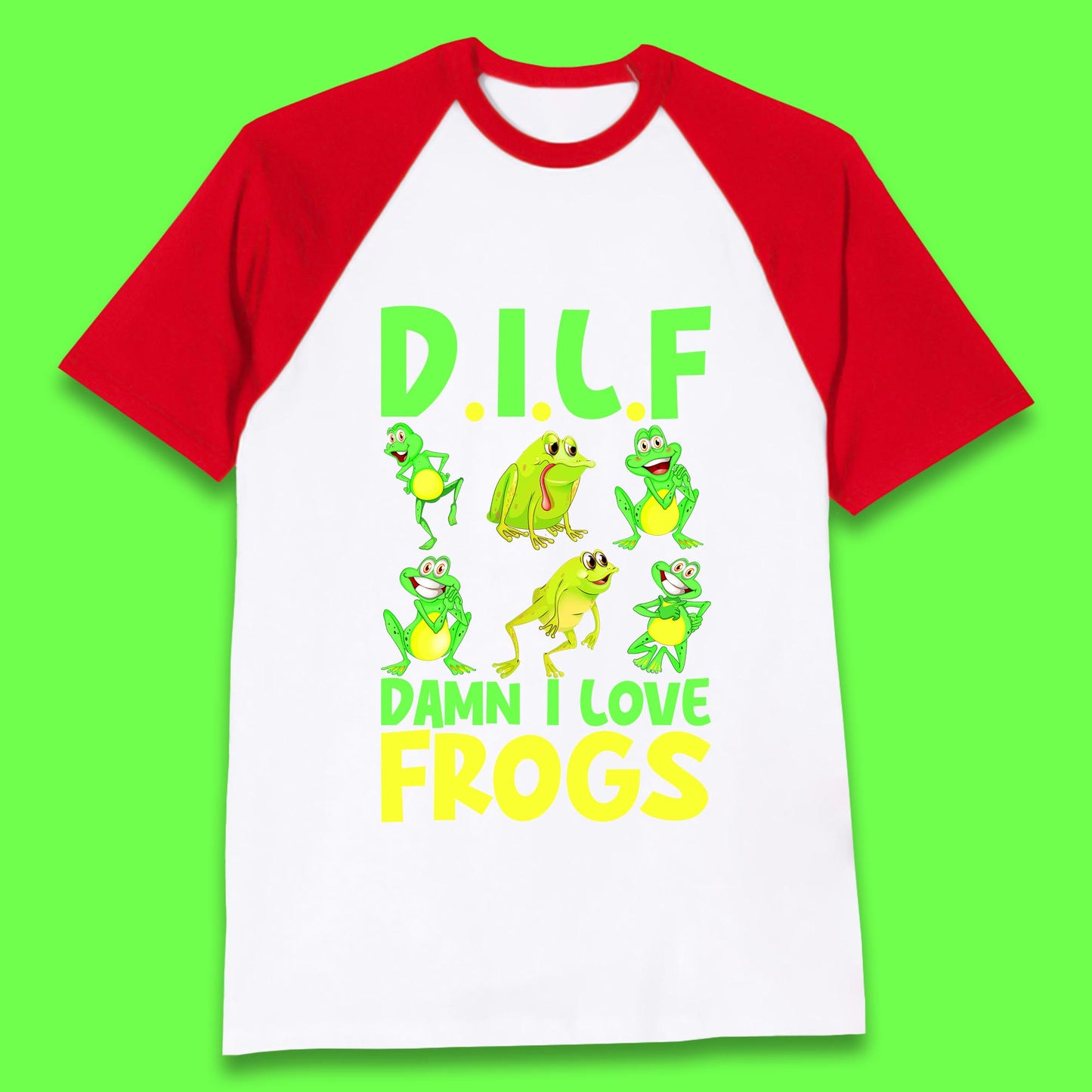 Dilf Damn I Love Frogs Funny Saying Animals Vintage Frog Lover Baseball T Shirt