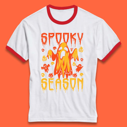 Spooky Season Halloween Ugly Scary Boo Ghost Halloween Vibes Ringer T Shirt