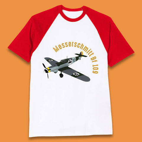 Messerschmitt Bf 109 Fighter Aircraft Vintage Retro Military Fighter Jets World War Remembrance Day Baseball T Shirt