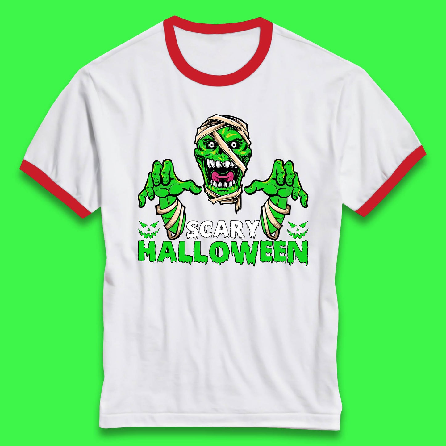 Scary Halloween Skull Zombie Mummy Horror Monster Zombie Hands Scary Vibes Ringer T Shirt