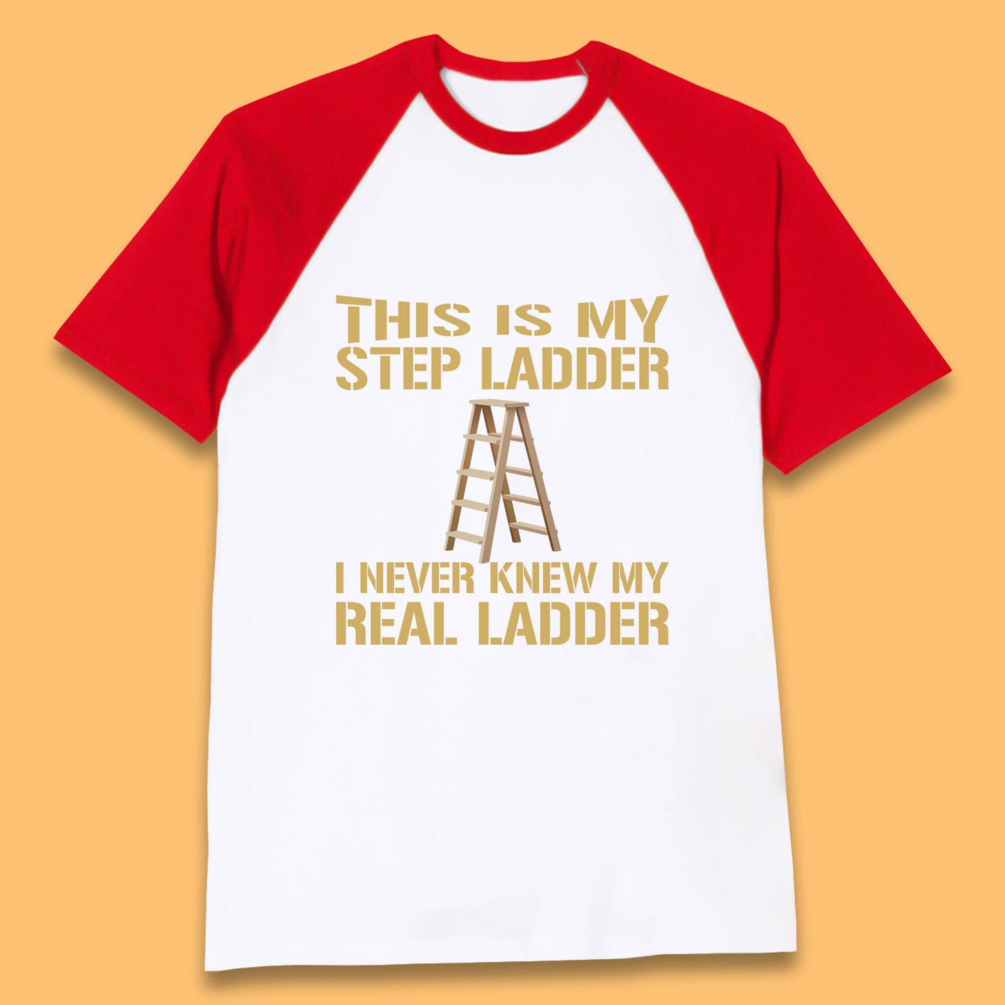 This Is My Step Ladder I Never Knew My Real Ladder Funny Joke Humour Baseball T Shirt