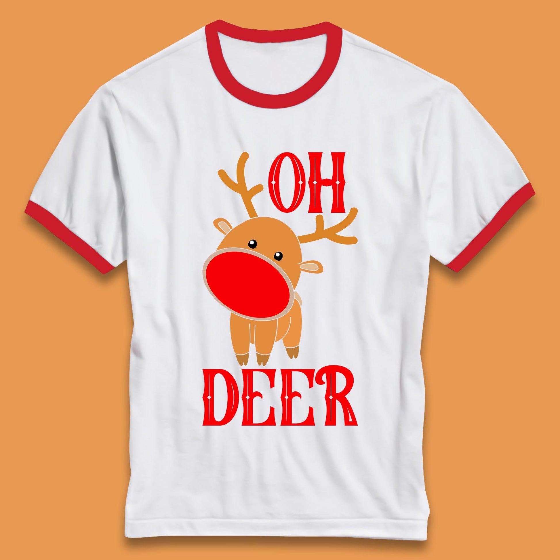 reindeer oh deer christmas rudolph ringer t shirt