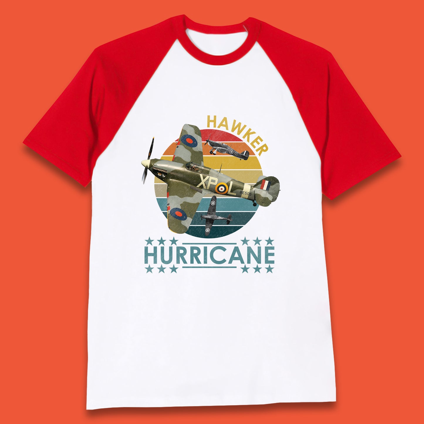 Hawker Hurricane UK Vintage WWII RAF Fighter Jet British Aircraft Royal Air Force Remembrance Day Baseball T Shirt