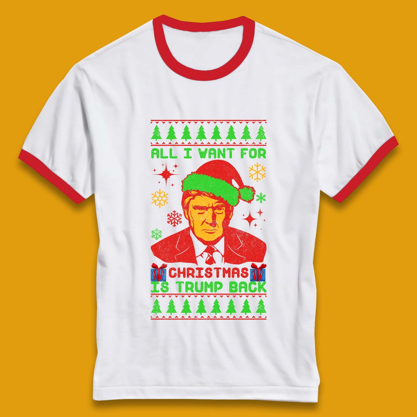Trump Back Christmas Ringer T-Shirt
