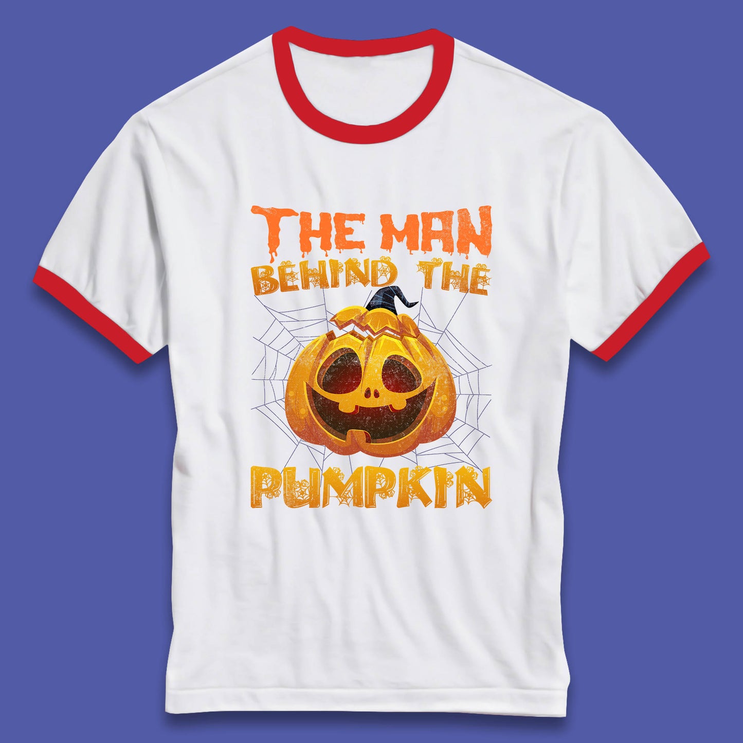 The Man Behind The Pumpkin Halloween Pregnancy Baby Announcement New Dad Gift Ringer T Shirt