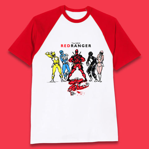 The New Red Ranger Deadpool (Marvel Comics) Vs Red Ranger (Power Rangers) Superhero Baseball T Shirt