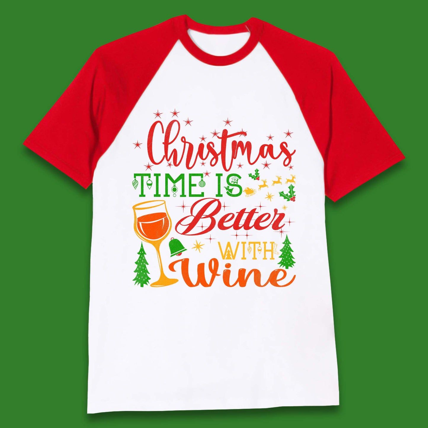 Christmas Wine Baseball T-Shirt