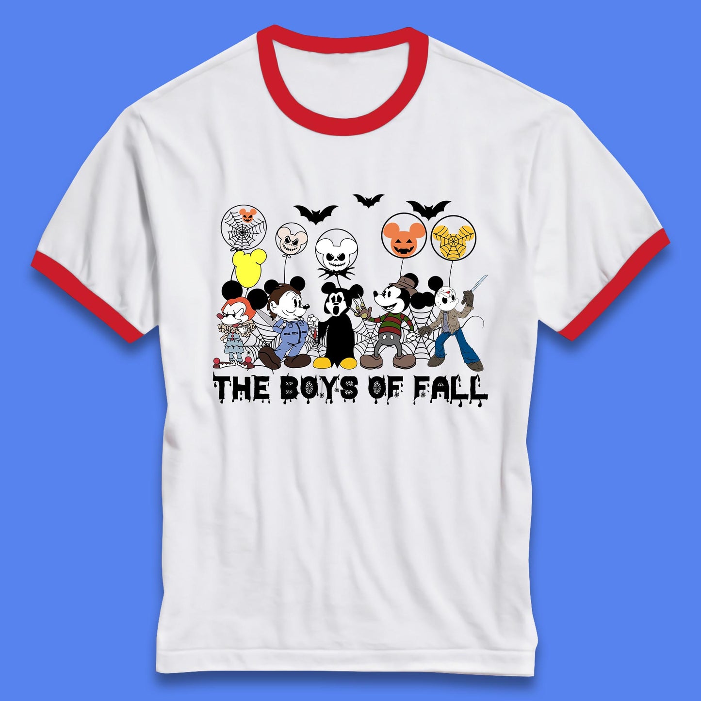 The Boys Of Fall Halloween Disney Mickey Mouse & Friends Horror Movie Characters Ringer T Shirt