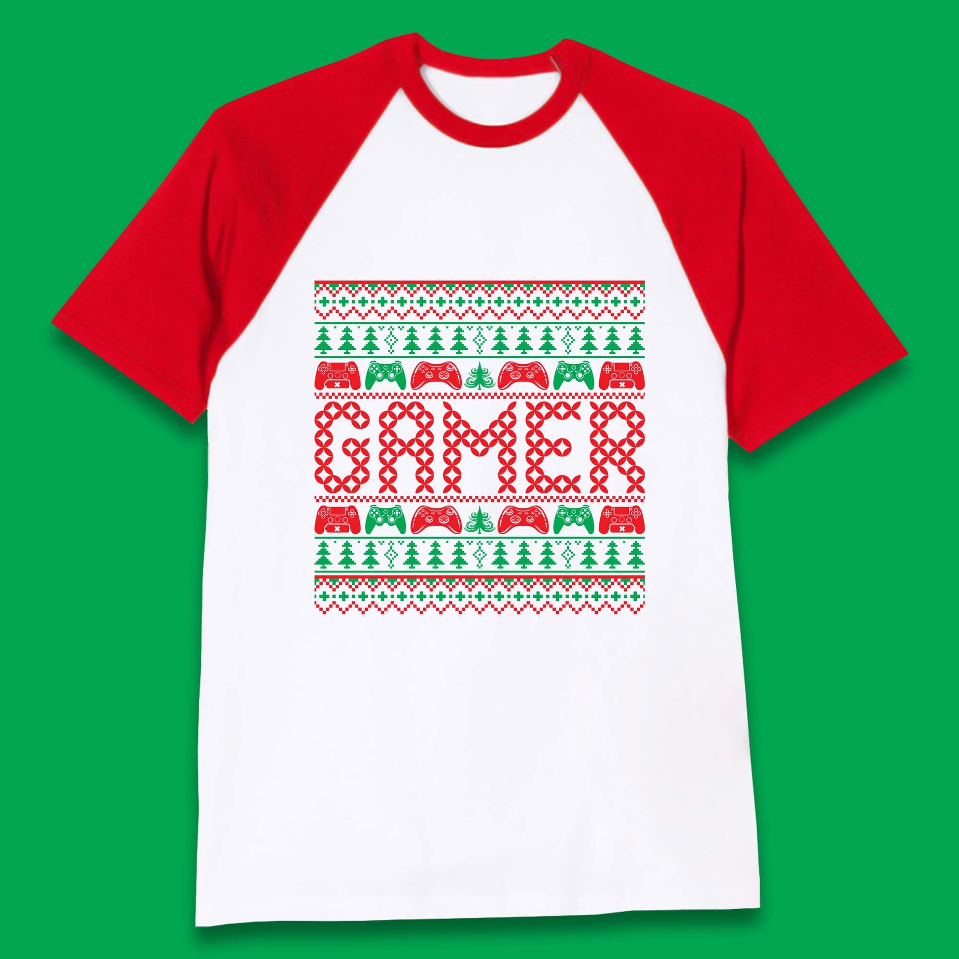 gamer controller christmas baseball t shirt