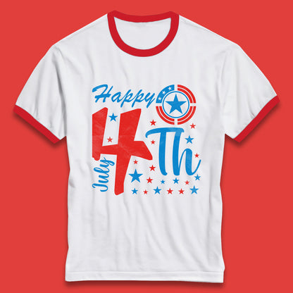 Happy 4th July United States Of America Independence Day Patriotic Celebration Fourth Of July Ringer T Shirt