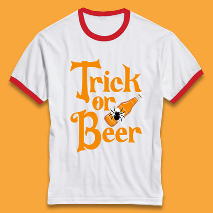 Trick Or Beer Halloween Drinking Beer Lover Drinker Halloween Party Ringer T Shirt
