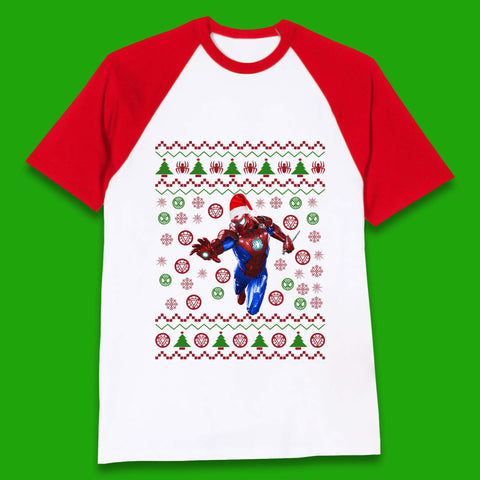 Iron Spider Man Suit Christmas Baseball T-Shirt
