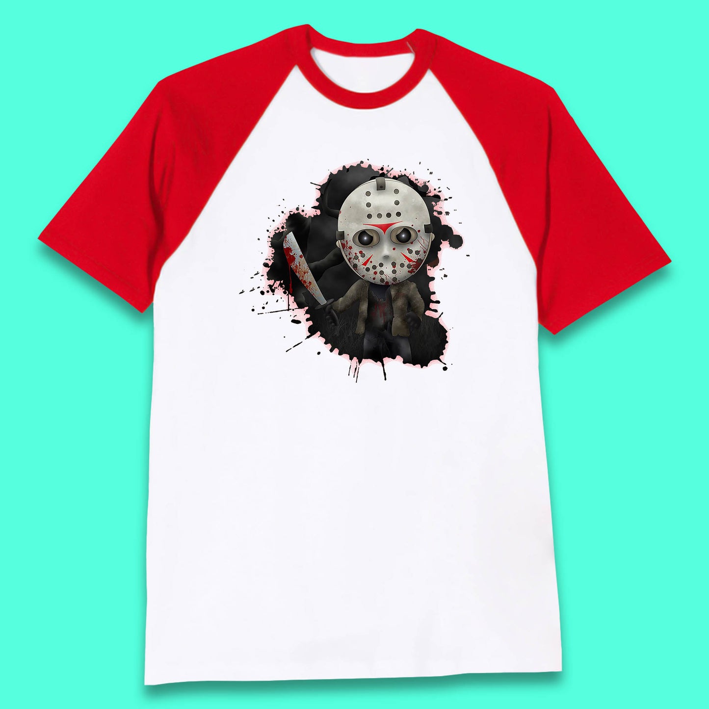 Chibi Jason Voorhees Holding Bloody Knife Halloween Friday The 13th Horror Movie Character Baseball T Shirt