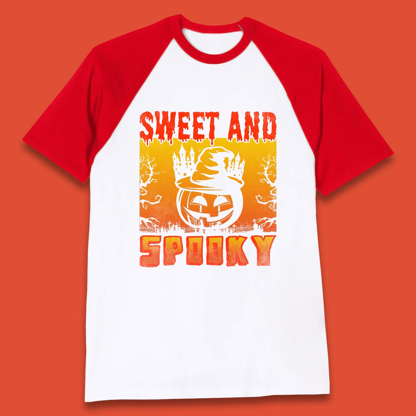 Sweet And Spooky Happy Halloween Witch Hat Pumpkin Horror Scary Season Baseball T Shirt