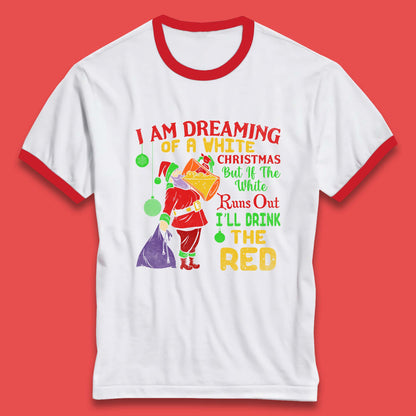 santa claus drinking ringer t shirt