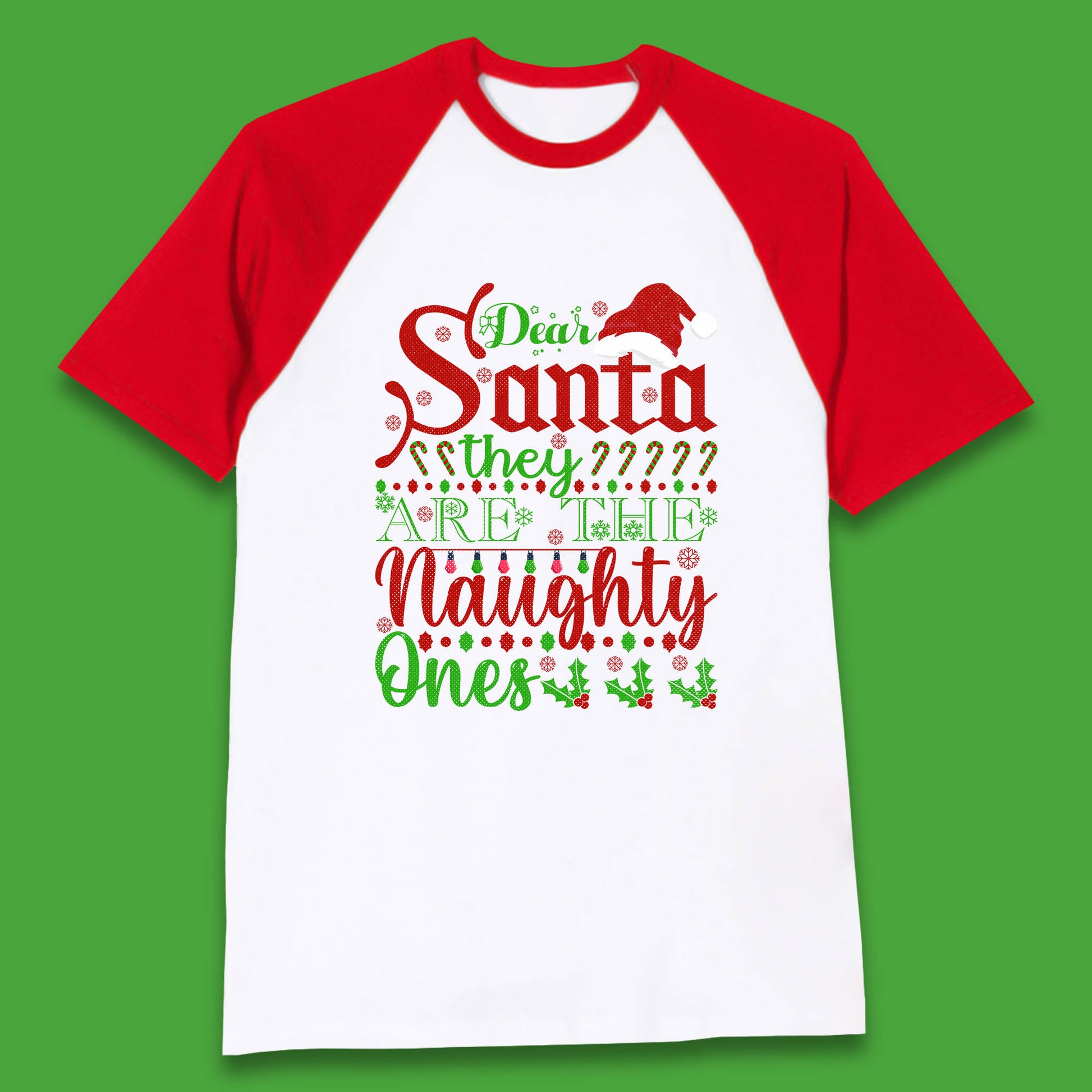dear santa christmas baseball t shirt