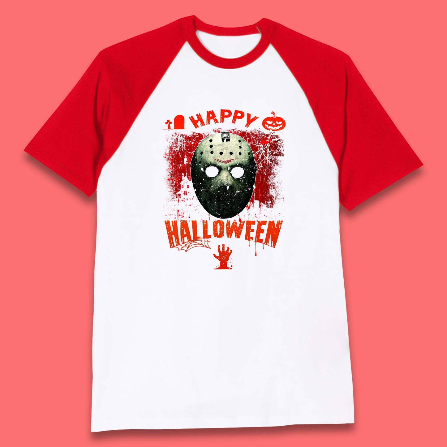 Happy Halloween Jason Voorhees Face Mask Halloween Friday The 13th Horror Movie Baseball T Shirt