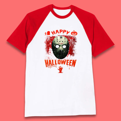 Happy Halloween Jason Voorhees Face Mask Halloween Friday The 13th Horror Movie Baseball T Shirt