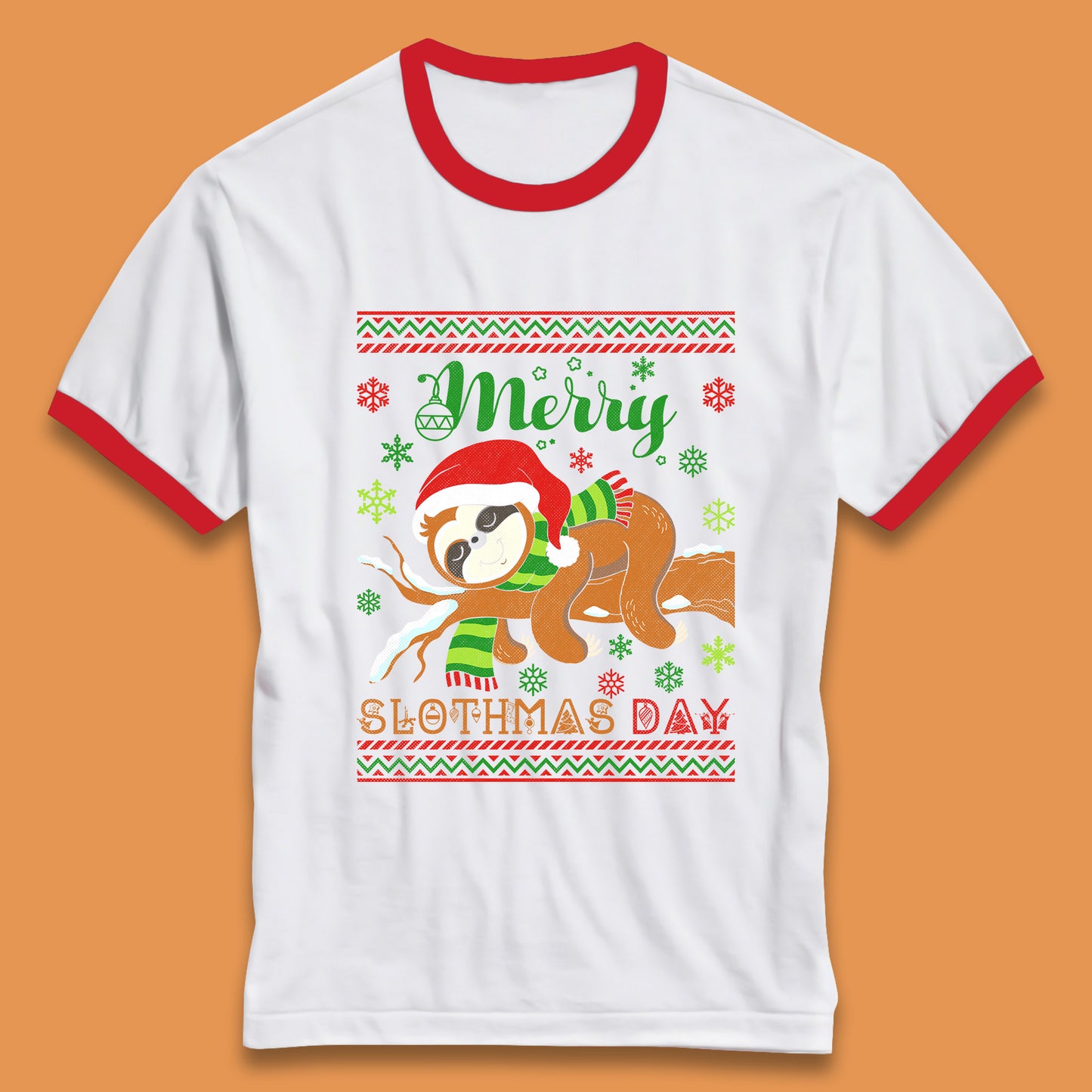 sloth christmas ringer t shirt