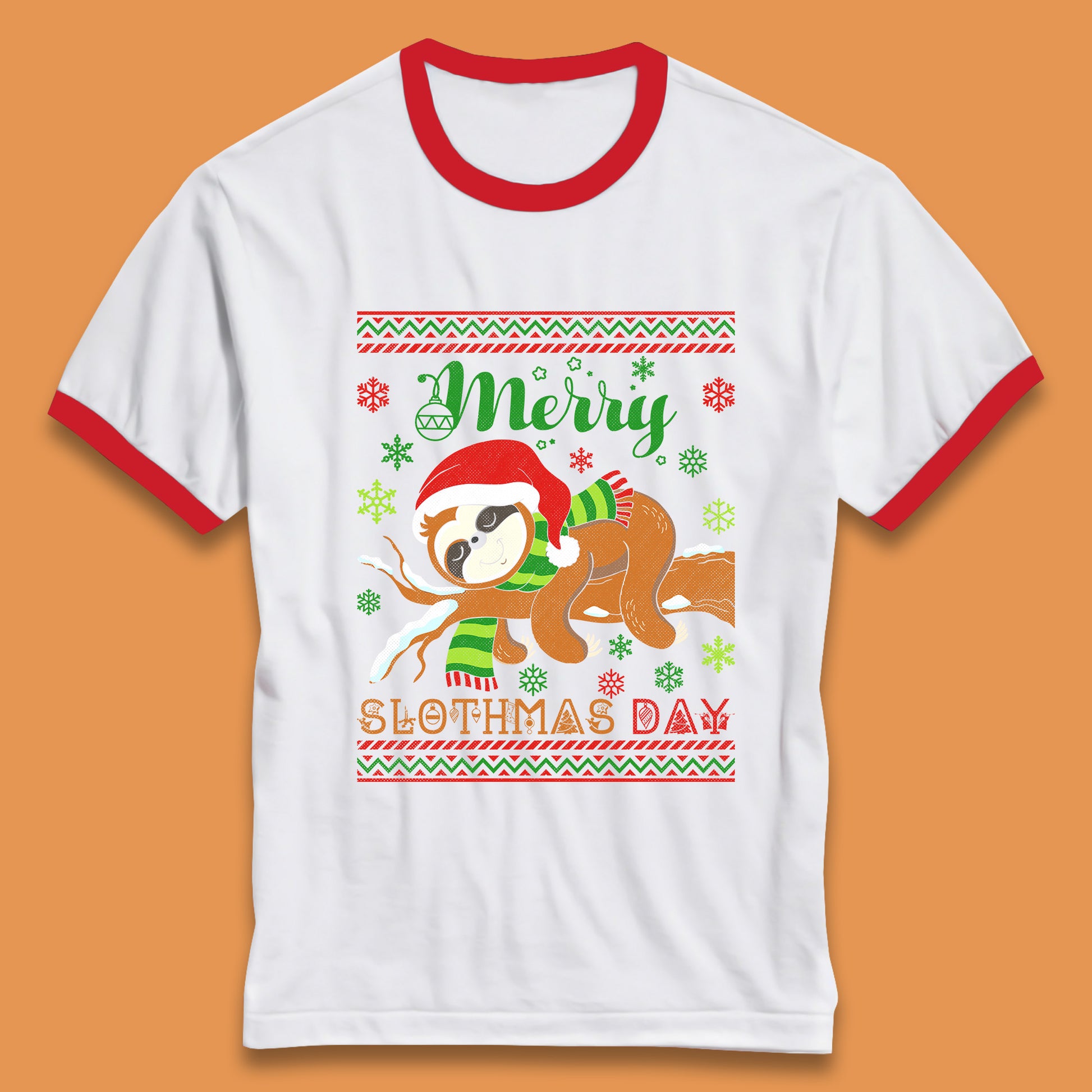 sloth christmas ringer t shirt