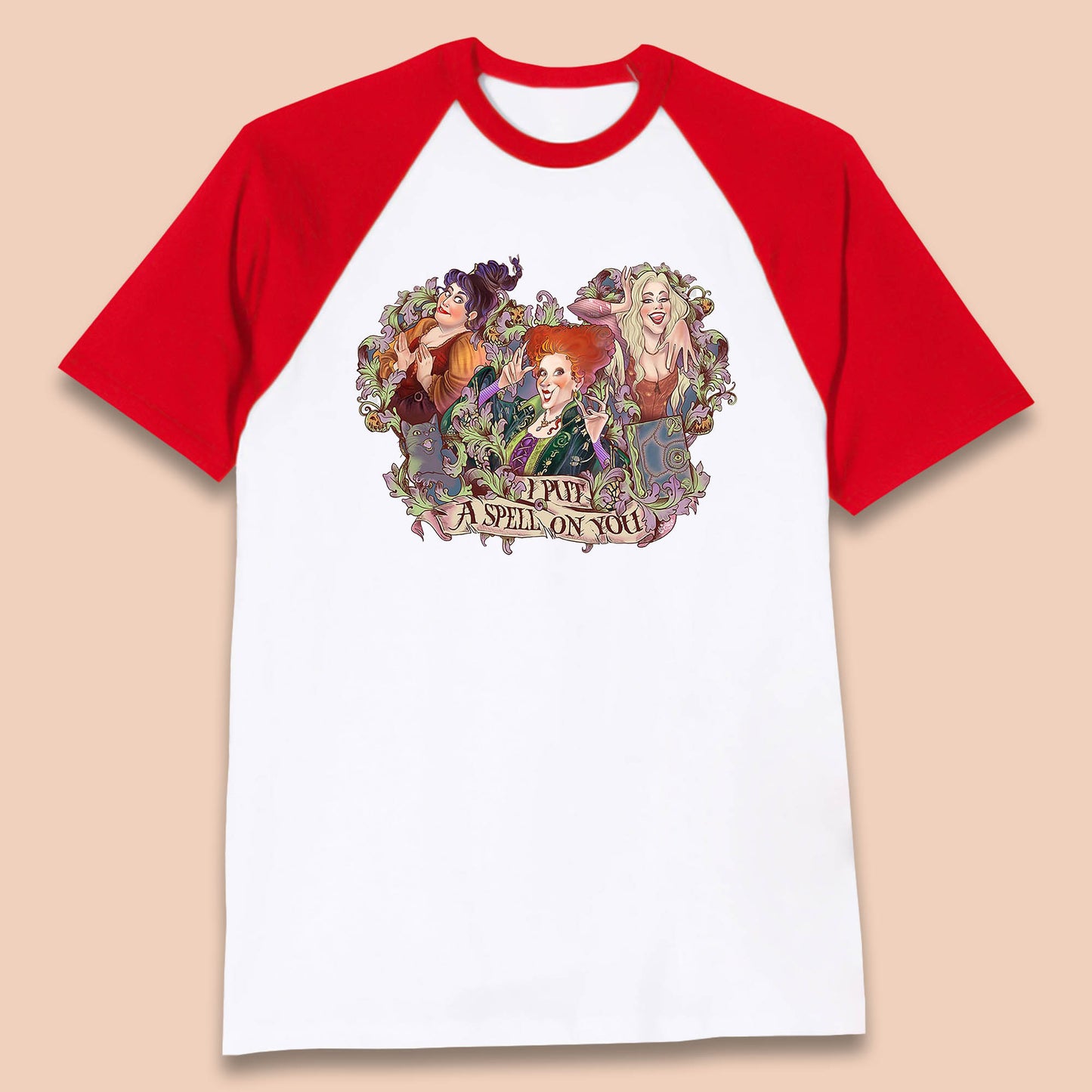 I Putt A Spell On You Halloween Sanderson Sisters Hocus Pocus Vintage Witches Baseball T Shirt