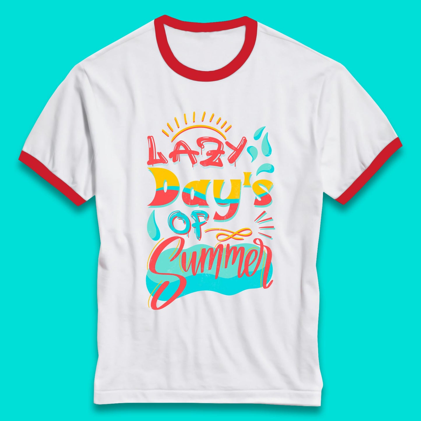 Lazy Days Of Summer Vintage Retro Sunset Surfer Beach Holiday Trip Ringer T Shirt