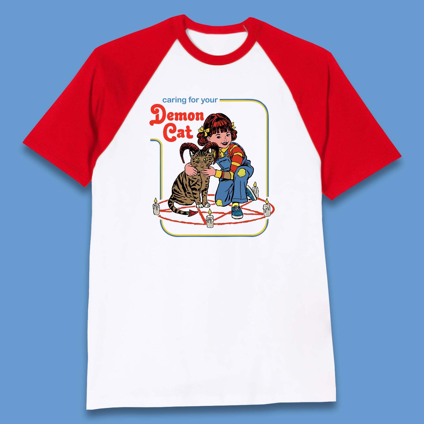 Caring For Your Demon Cat Creepy Incantation Halloween Aesthetic Cat Baseball T Shirt