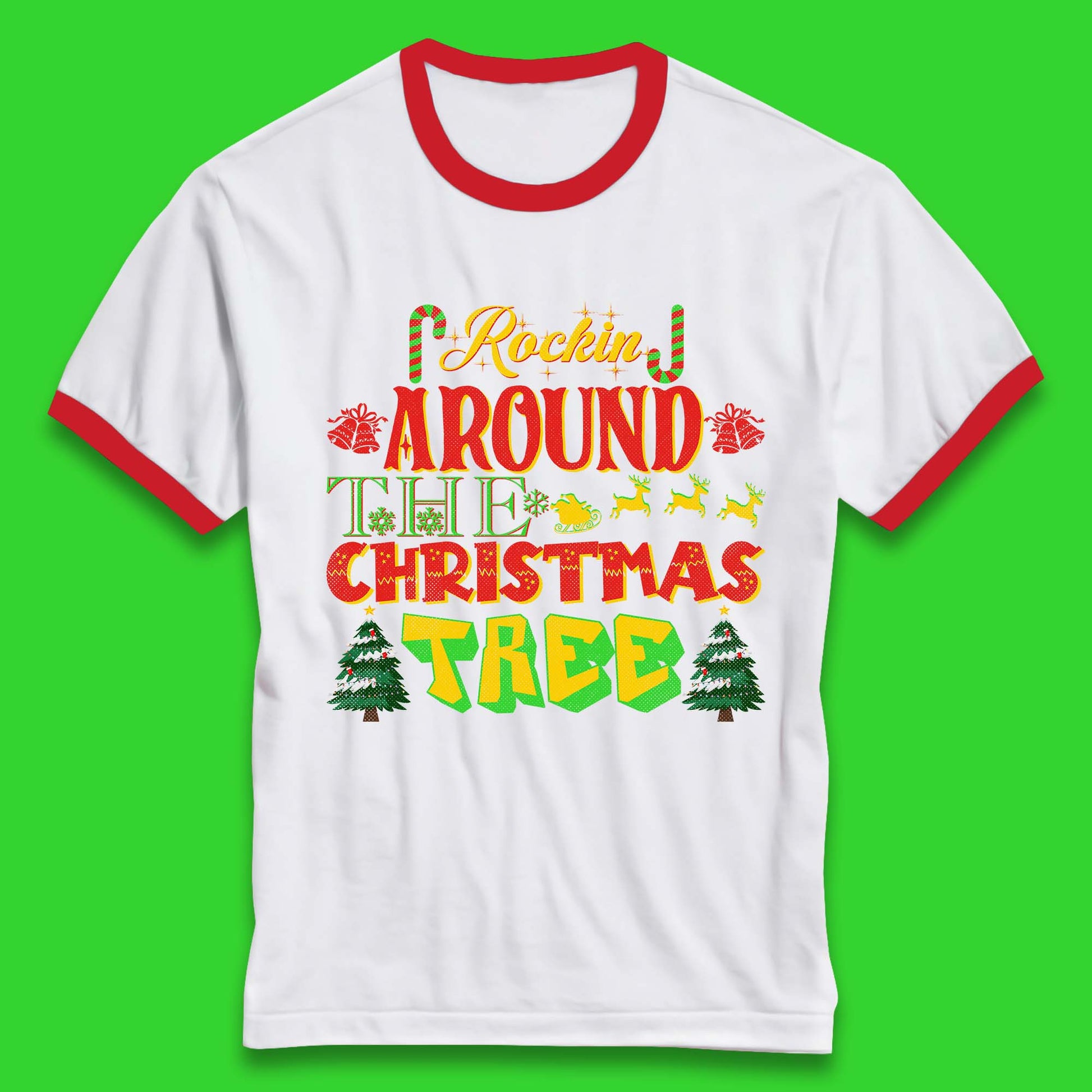 rockin around the christmas tree ringer t shirt