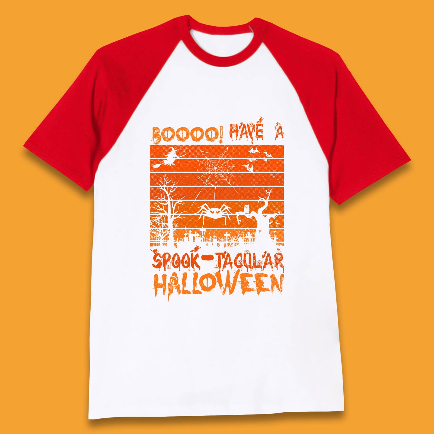 Booo Have A Spook Tacular Halloween Graveyards With Dead Tree Horror Scary Baseball T Shirt