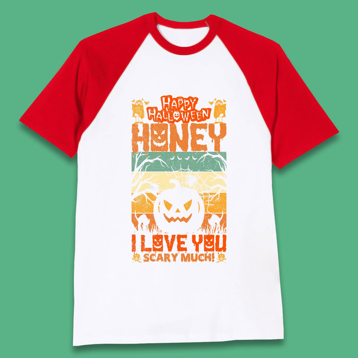 Happy Halloween Honey I Love You Scary Much Funny Halloween Scary Pumpkin Baseball T Shirt
