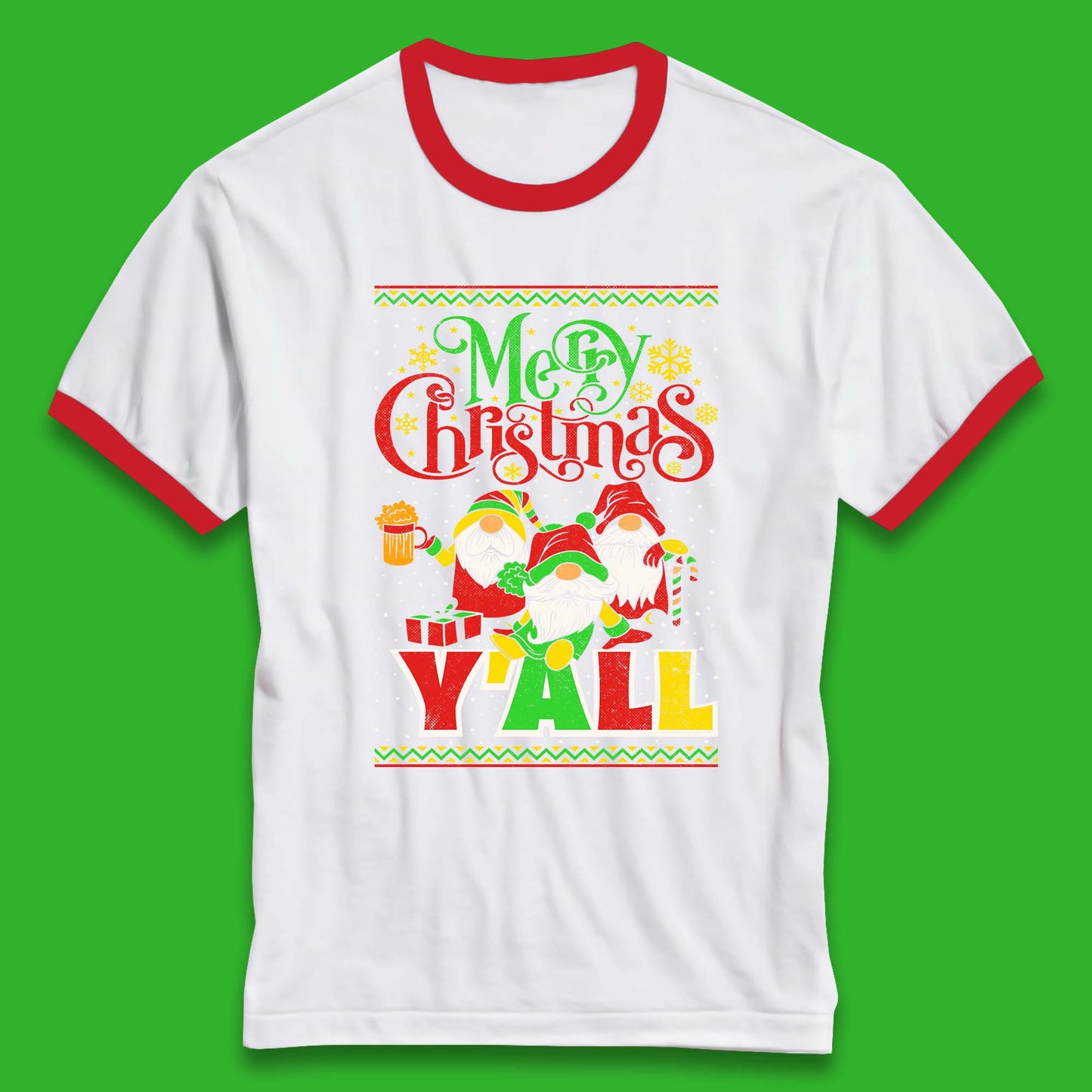 gnome christmas ringer t shirt