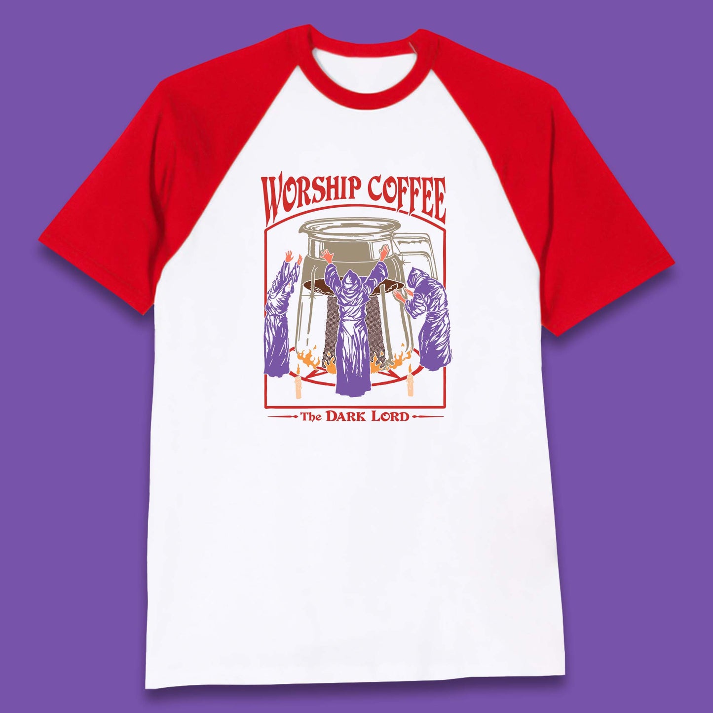 Worship Coffee The Dark Lord Aesthetic Vintage Coffee Retro Halloween Coffee Lover Faith Baseball T Shirt
