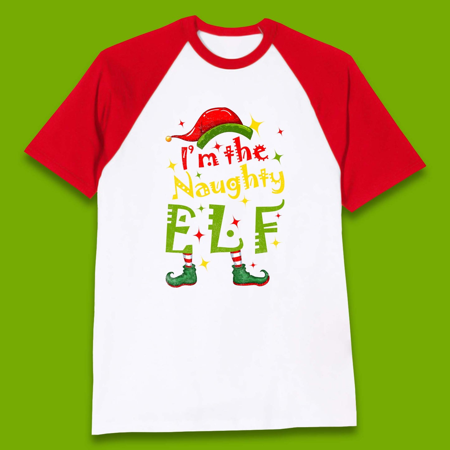 naughty elf baseball t shirt