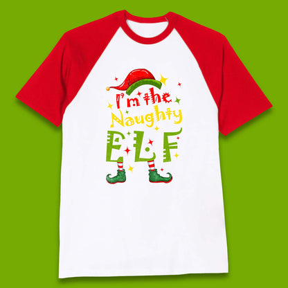 naughty elf baseball t shirt