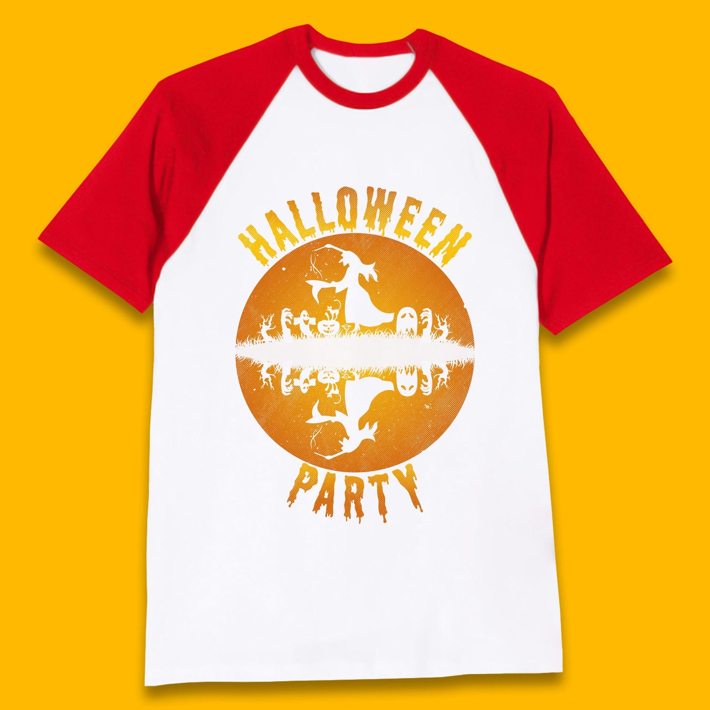 Halloween Party Flying Witch Horror Scary Spooky Season Scary Boo With Full Moon Baseball T Shirt