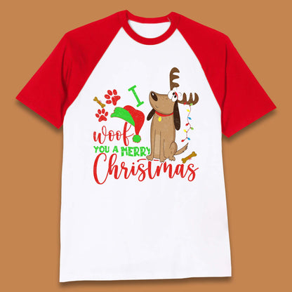 I Woof You A Merry Christmas Baseball T-Shirt