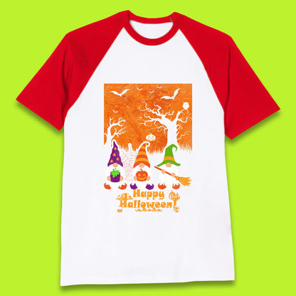 Happy Halloween Gnomies Spooky Witch Gnomes Scary Halloween Trees Gnome Lover Baseball T Shirt