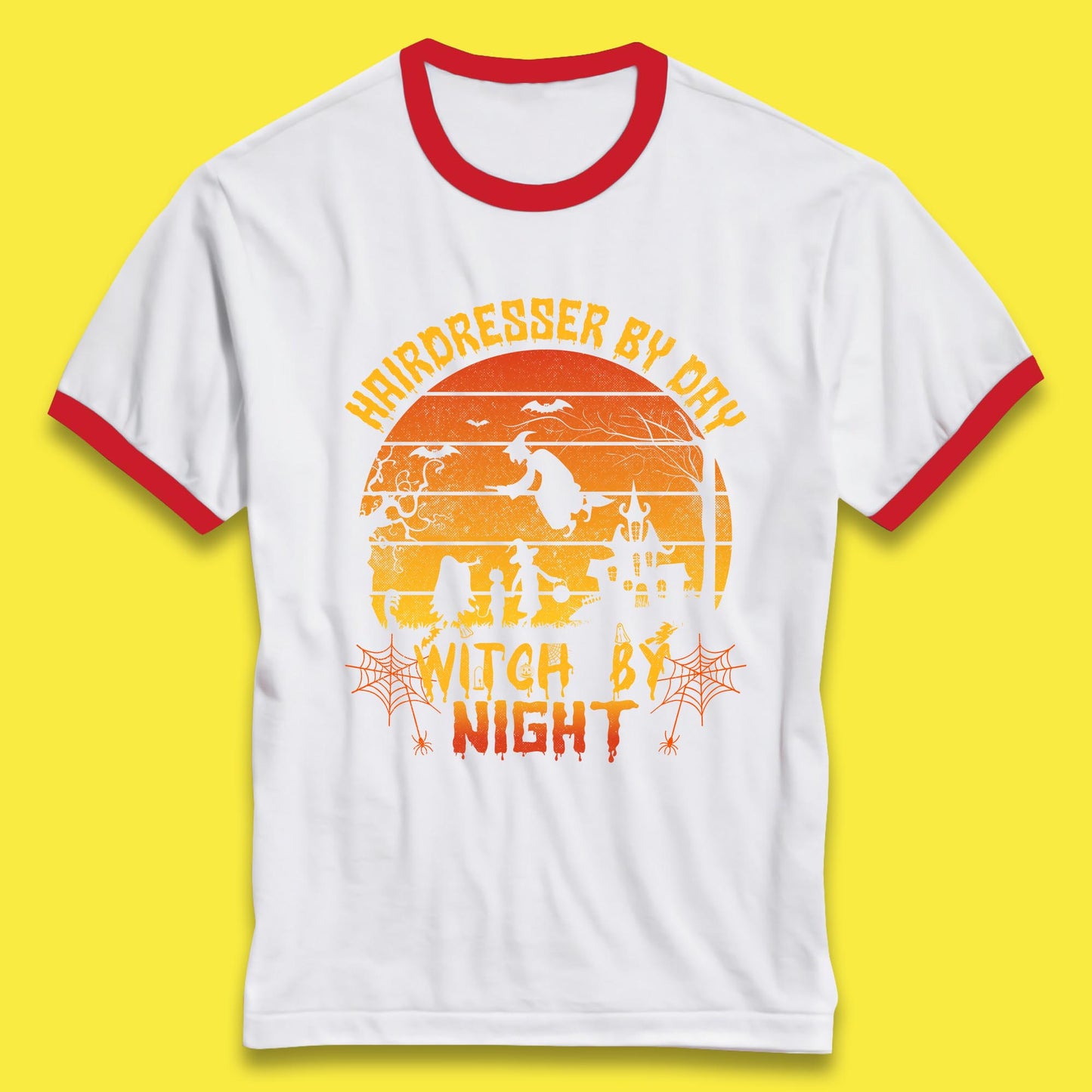 Hairdresser By Day Witch By Night Funny Halloween Hairstylist Spooky Witch Ringer T Shirt