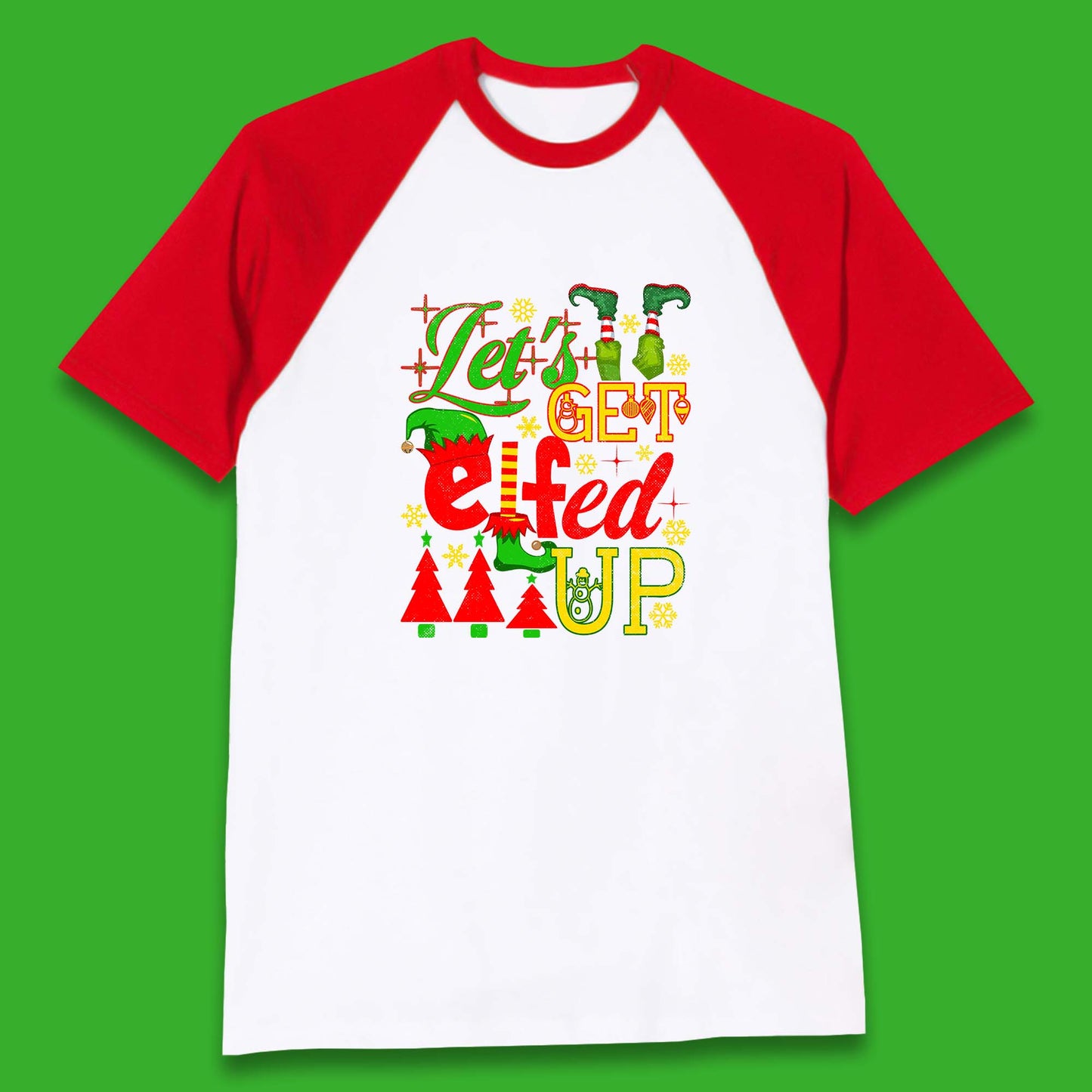 elf christmas baseball t shirt