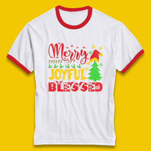 Merry Joyful Blessed Christmas Ringer T-Shirt