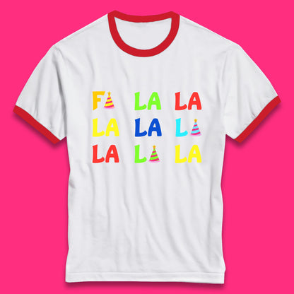 fa la la la christmas song ringer t shirt