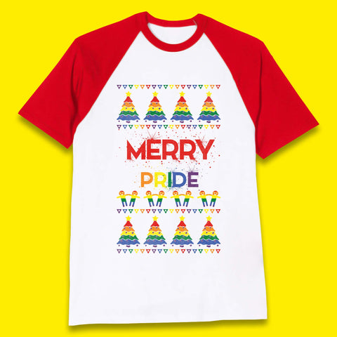 Merry Pride Christmas Trees Baseball T-Shirt