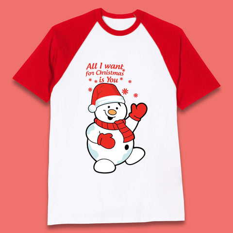 Snowman Christmas Baseball T-Shirt