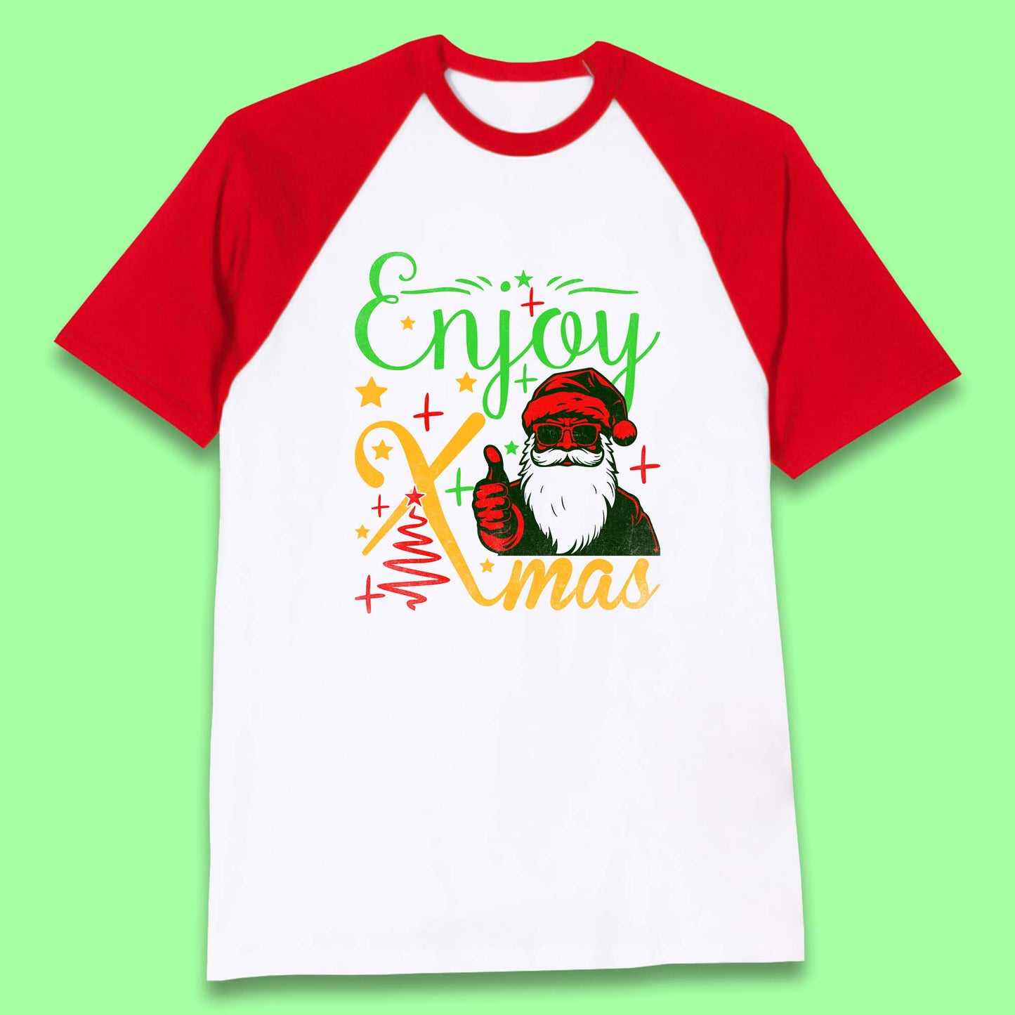 santa claus thumbs up christmas baseball t shirt