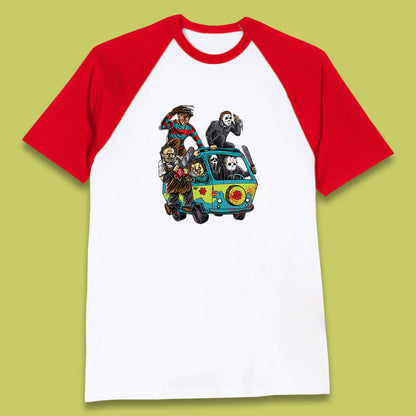 Halloween Scooby Doo Friends Van Horror Movie Villians Characters Mystery Machine Baseball T Shirt
